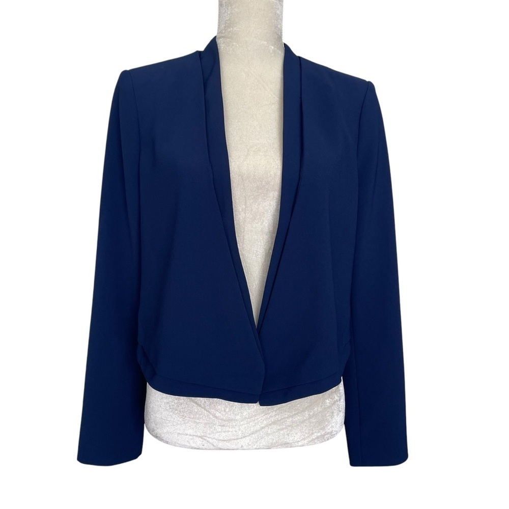 White House Black Market Navy Cropped Blazer Women's Size 6 Open Front Versatile